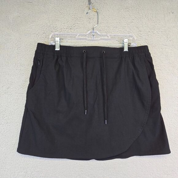 Eddie Bauer Skort Womens L Black Adjustable Waist Tulip Hem Shorts Golf Tennis‎ - Picture 1 of 10